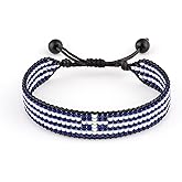 FAHARI Greece Flag Bracelet: Handmade, Beaded & Adjustable Wristband