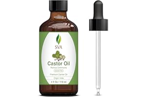 SVA ORGANICS SVA Castor Seed Oil - 4 Fl Oz – 100% Natural Cold Pressed Castor Oil - for Face, Skin Care, Hair Care, Scalp Massage & Body Massage – Carrier Oil with Dropper