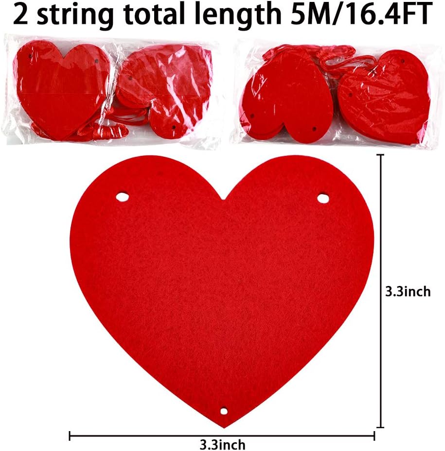 Anniversaire Howaf 5 M Rouge Amour Coeur Bannieres Saint Valentin Guirlande Suspendues Decoration Pour Saint Valentin Mariage Fiancailles Guirlandes Cotillons Et Confettis Bannieres