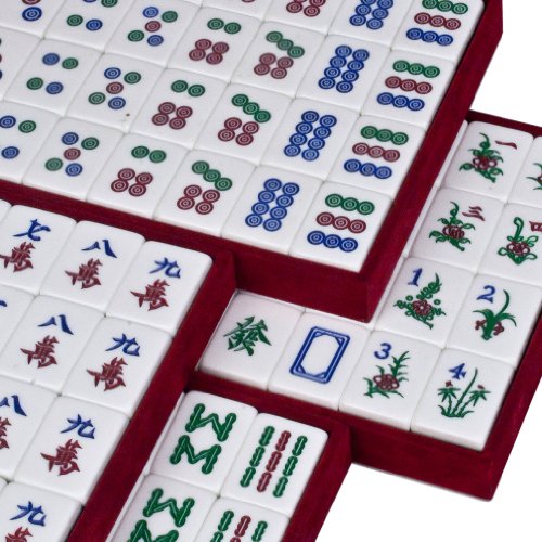 Chinese Mahjong Game Set with Case, Tiles, and Accessories - The Standard 'Emerald' Set