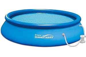 Summer Waves 15ft x 36in Quick Set Inflatable Outdoor Above Ground Round Swimming Pool with Filter Pump, (Air Pump not Included)