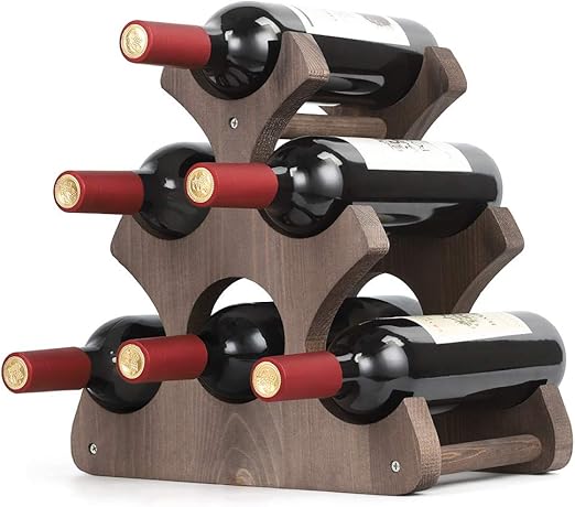 Amazon Com Liantral Wine Rack 6 Bottles Rustic Wood Wine Bottle