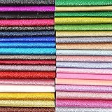 Caydo 36 Colors Fauxs Leather Sheets, Glitter Fabric Sheets Canvas Back for Earring Making and Bow Hair Clips Craft, 6.3 x 8.3 Inch