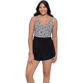 Trimshaper Womens Tummy Control Rebecca Swim Romper with Built in Cups and Bra Support