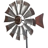 Wind Spinners Outdoor，Metal Vintage Style Single Sided Silver Windmill | Kinetic Wind Spinner for Outdoor Garden Patio Yard Decor,Diameter 13 Inches