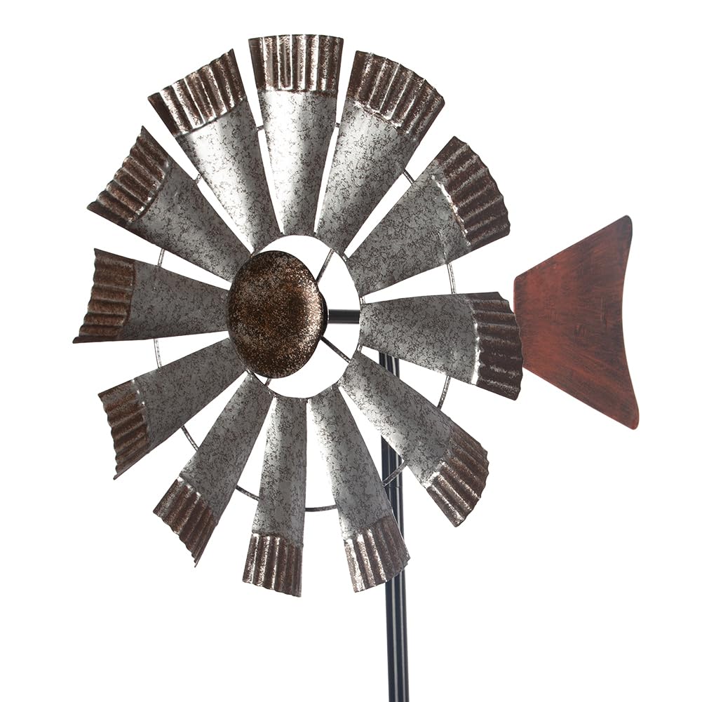 Photo 1 of Wind Spinners Outdoor?Metal Vintage Style Single Sided Silver Windmill Kinetic Wind Spinner for Outdoor Garden Patio Yard Decor,Diameter 13 Inches