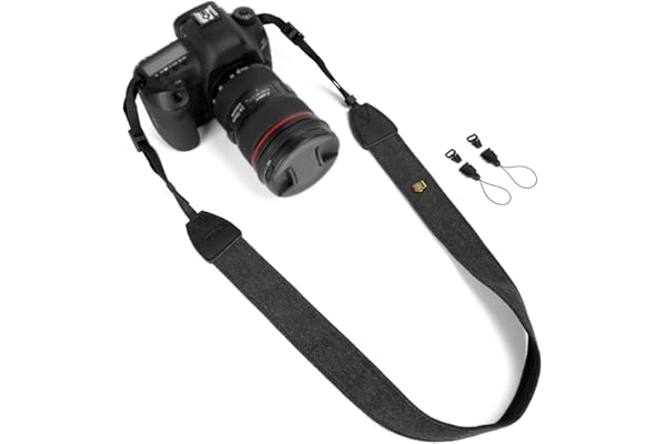 WANBY Camera Strap Canvas Black Shoulder Strap with Quick Release Buckles | Adjustable Vintage Neck Shoulder Carrying Strap for DSLR SLR Most Digital Cameras