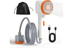 BSEED Portable Shower for Camping, Outdoor Electric Camping Shower with Light, Pumps Water from Bucket with Steady Stream, Outdoor Shower for Hiking, Travel, RV, Pets & Car Washing, Wartering Plants