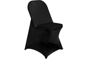 LGJIAOJIAO Stretch Spandex Chair Covers - Black 50 PCS, Folding Kitchen Chairs Cover, Universal Washable Slipcovers Protector, Removable Chair Seat Covers, for Wedding Party Dining Room Banquet Event
