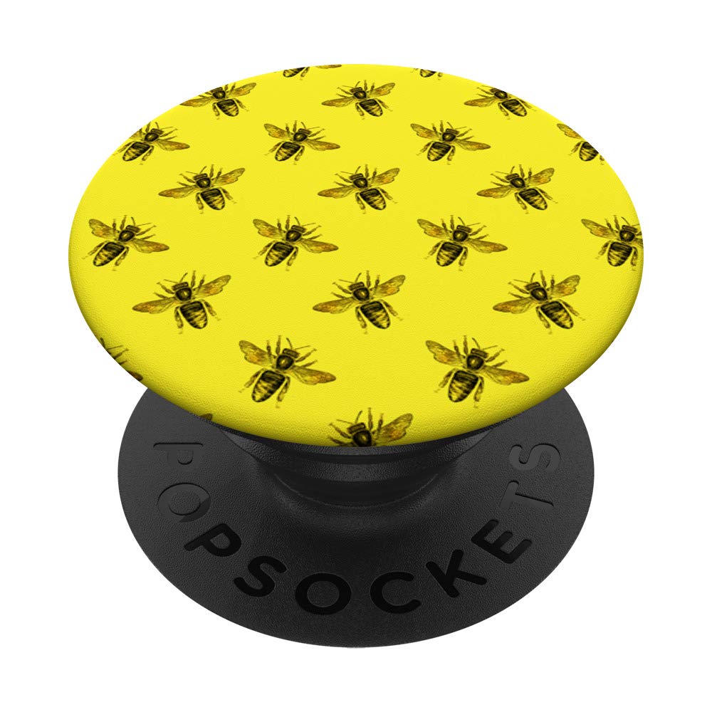 Bumble Honey Bee Pattern Yellow Black Design PopSockets Grip and Stand for Phones and Tablets