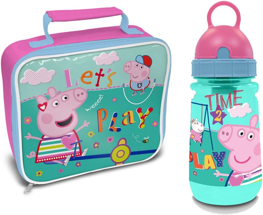 Peppa Pig Plastic Water Bottle and Play Cool Lunch Bag Amazon.co.uk