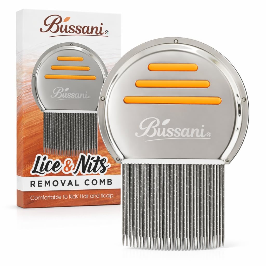 Professional Nit Comb for Eggs – Stainless Steel Lice Comb for Head Lice Removal & Treatment – Fine Tooth 0.08–0.1mm – For Kids & Adults, Thick & Fine Hair – Anti-Rust – Bussani
