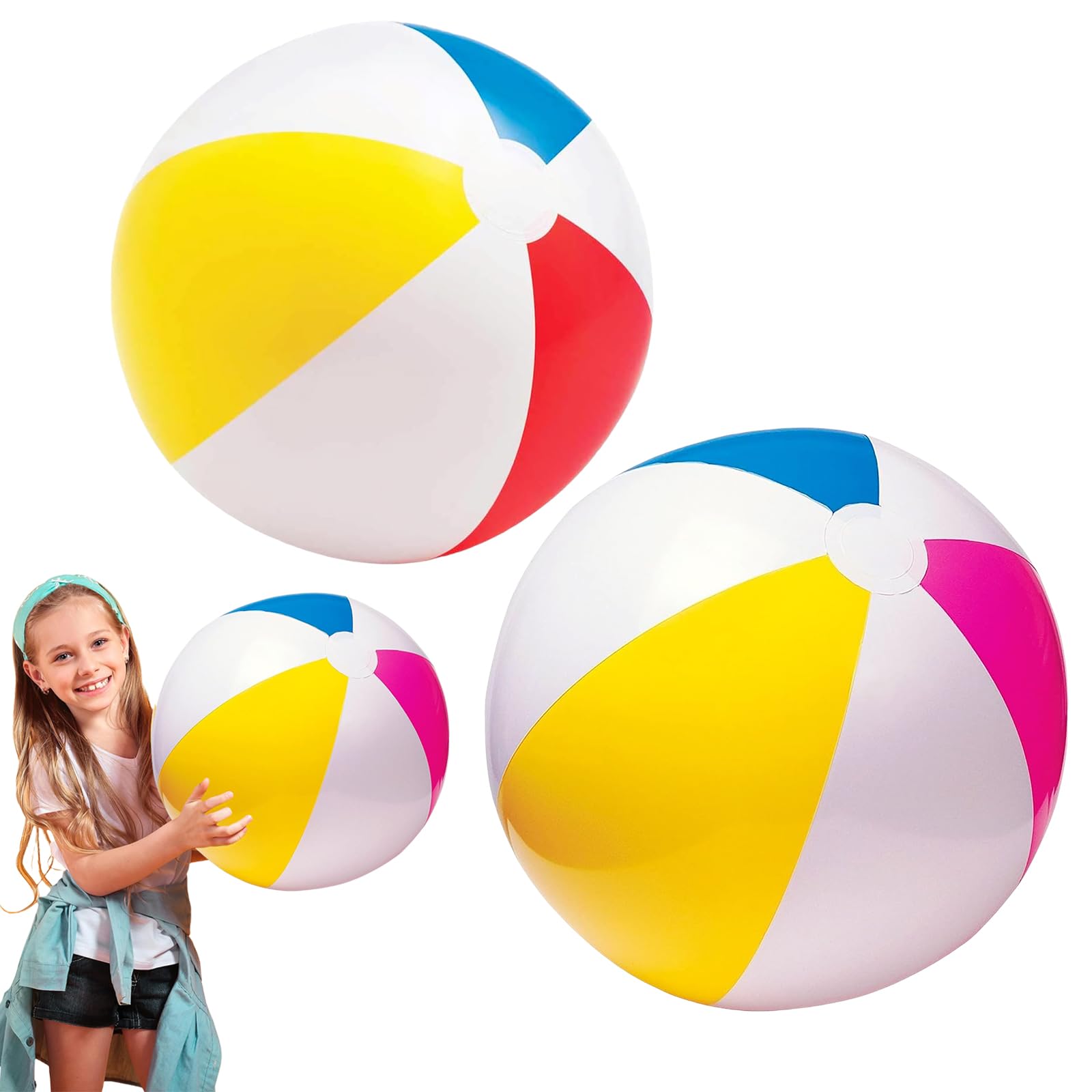 20" Beach Balls & 24" Inflatable Beach Ball for Kids Adult Swimming Pool Toys,Water Toy Lightweight Pool Balls,Blow Up Ball Water Recreation Balls Beachball for Pool Party Games Summer Beach Toy