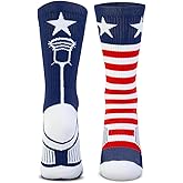 ChalkTalkSPORTS Lacrosse Performance Crew Sock - Youth & Adult - USA - Patriotic - Red White & Blue - Lacrosse Mid-Calf Socks