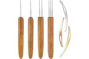 TIGGELL 7 Pieces Dreadlock Crochet Hook Include Dreadlocks Crochet Hair Weaving Needle Tool 2 Pieces 1 Hook + 1 Pieces 2 Hooks + 1 Pieces 3 Hooks + 3 Pieces Hair Braid Craft Locking