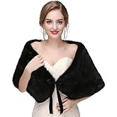 CanB Women's Faux Rabbit Fur Stole Winter Bridal Fur Wraps and Shawls Bride Wedding Fur Cape for Bridesmaids