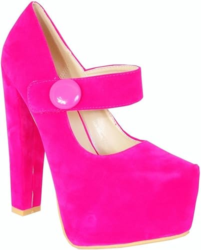 bright pink block heels