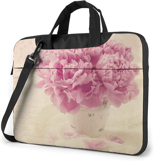 Shockproof Laptop Bag Bouquet of Pink Peonies Floral Computer Bag