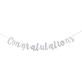Starsgarden Silver Glitter Congratuation Banner - High School/College Graduate Congratulations Hanging Decorating-Congrats Grad Graduation Party Decorations Supplies(Silver)