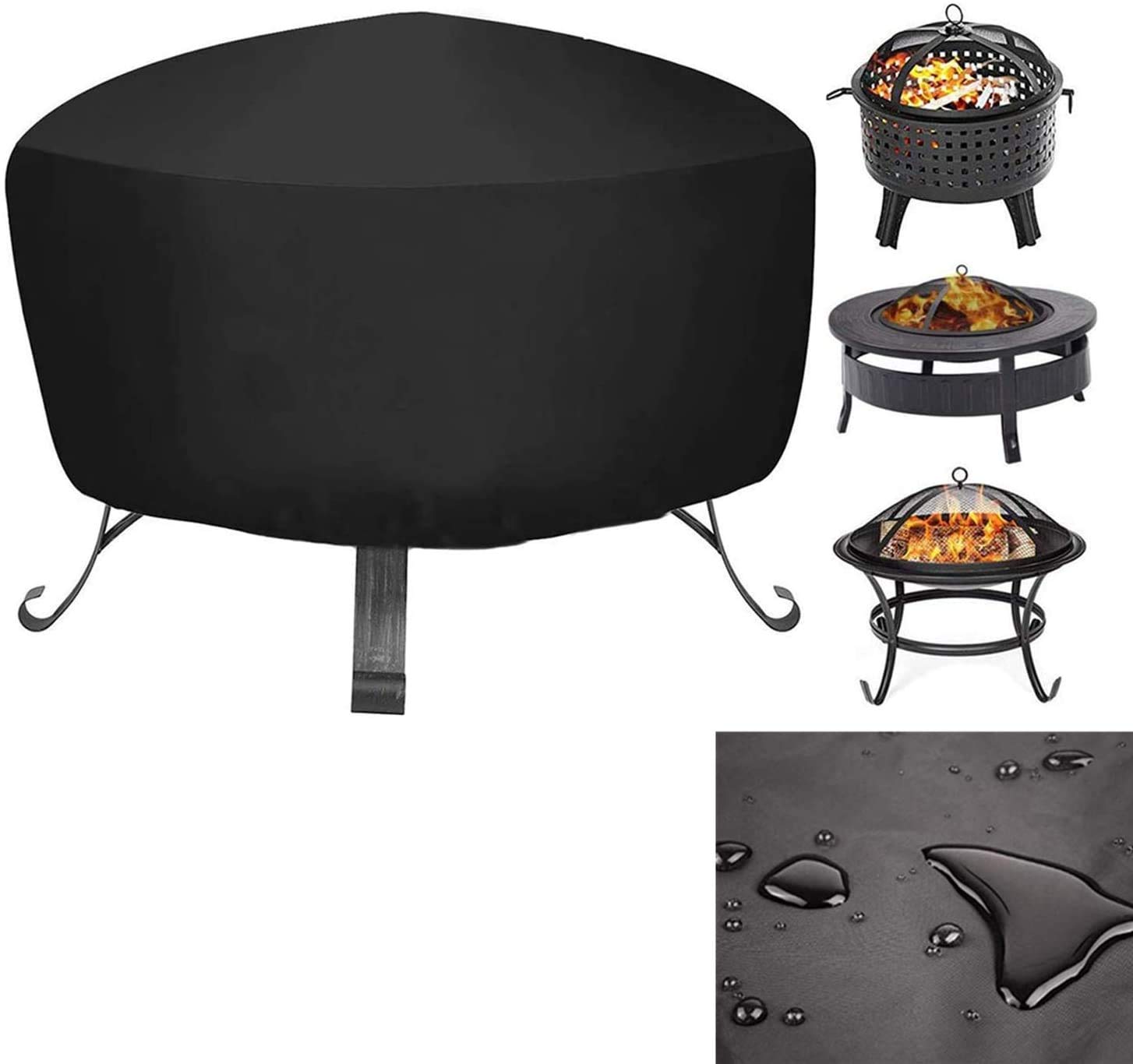 Fire Pit Cover,Waterproof And Weatherproof Heavy Duty Round Fire Pit/Table Cover Anti-UV Heavy Duty Gas Firepit Furniture Table Covers