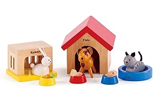 Hape Family Pets Wooden Dollhouse Animal Set