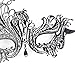 Signstek Metal Laser Cut Filigree Masquerade Venetian Party Mask, Black/Clear Stones