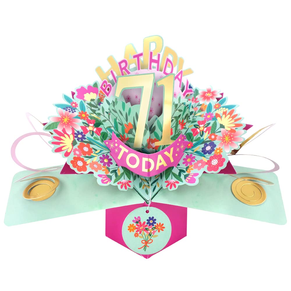 Happy 71st Birthday 71 Today Pop-Up Greeting Card Love Kate's Pop Up Cards Her POP215MC71
