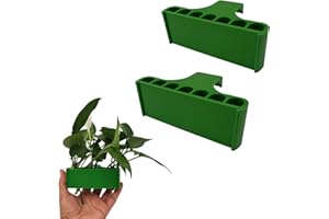 YSNSGMN 2PC 7 Holes Upgraded Aquatic Plant Cup Aquarium Plant Holder for Tank - Perfect for Fish Tank Aquaponic Plant Cultivation and Aquascape Decorations on Top of Tank（A7-Green Long Hook）