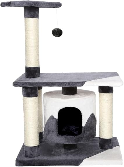 Dibea Kb00225 Arbre à Chat Avec Griffoircentre Dactivités Grisblanc