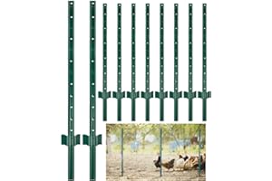 4FT Metal Fence Post 10pk, Heavy Duty Garden Fence U-Post Pole, Fence Stakes for Wire Mesh Fencing, Steel U Post with U-Chann