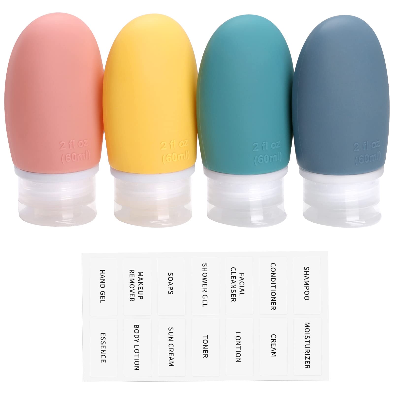 Opret 60ml Silicone Travel Bottle for Toiletries, 4 Pack Leak Proof Refillable Travel Containers Squeezable Travel Essentials for Shampoos, Conditioner and Cream, BPA Free and TSA Approved — image 1