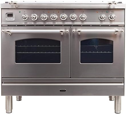 Ilve 40" Nostalgie Dual Fuel Range, 5 Burners, 4 cu.ft. Oven, SS