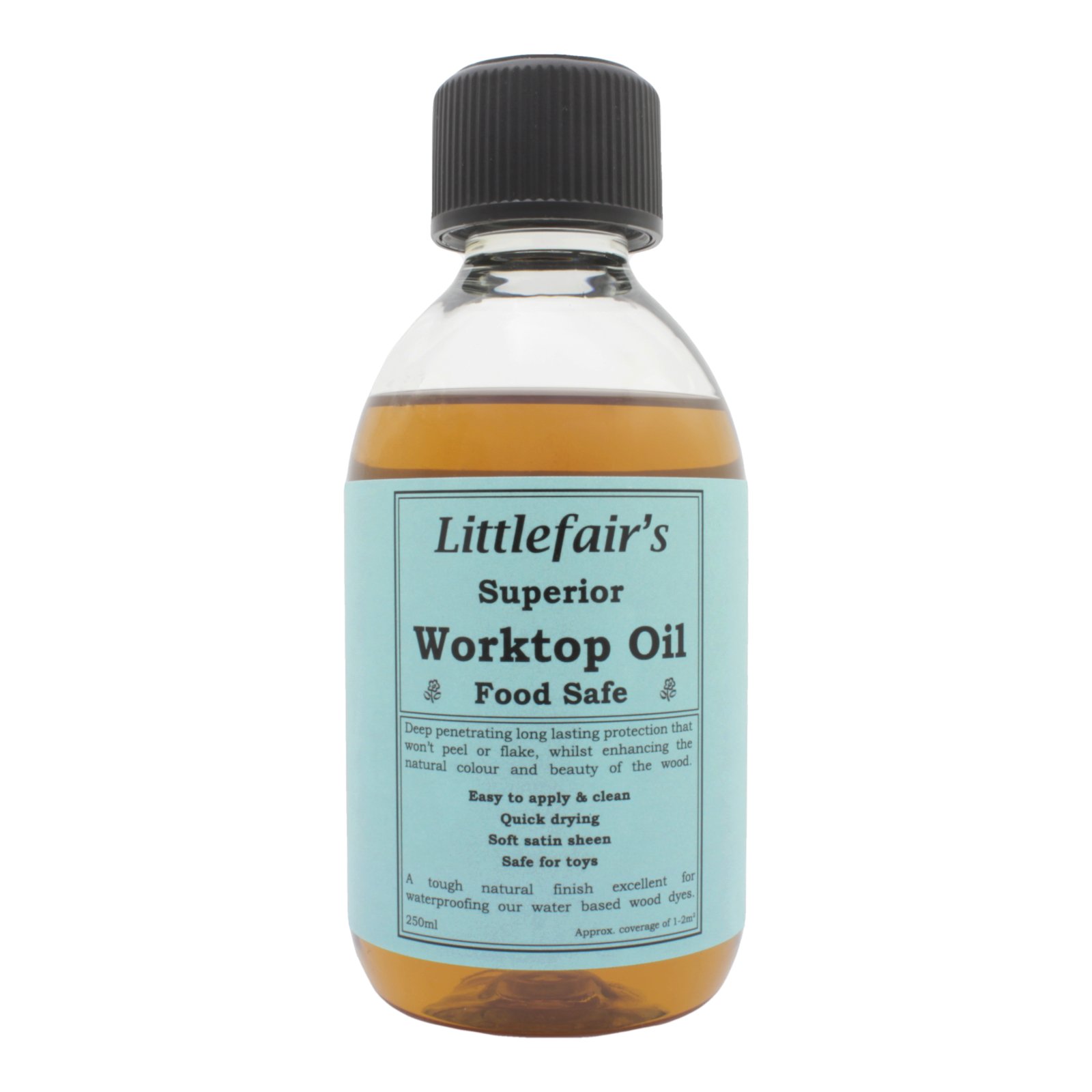Littlefair’s Worktop Oil 250ml - All Round Protection & Food Safe Wood Oil - Kitchen Worktop Oil with Easy Apply & Quick Dry Formula - Wooden Worktop Oil for a Beautiful Satin Sheen - All Wood Types