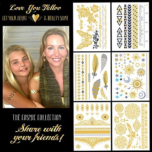 Flash &amp; Henna Metallic Temporary Tattoos * 100 Beautiful Best Designs * ENJOY FUN FASHION JEWELRY 6 Large Sheets * Body Art Accessories