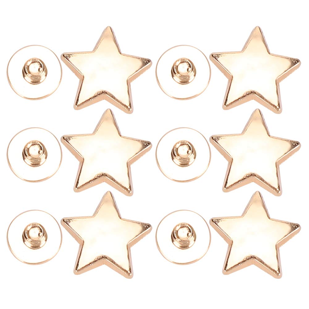Cikonielf 50 Sets Hand Pressed Star Rivets with Spikes for Leather Crafting, Clothes, Jackets, Belts, Footwear, Bags - Gold