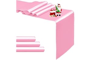 PUFOGU 4-Pack Pink Satin Table Runner 12 x 108 Inch Long Bright and Smooth Silk Fabric Table Runner for Wedding Banquet Birthday Party Decoration