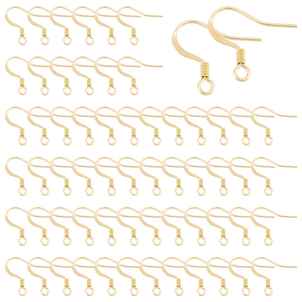 UNICRAFTALE About 100pcs 304 Stainless Steel French Earring Hooks, and Golden Flat Earring Hooks Accessories for DIY Earrings