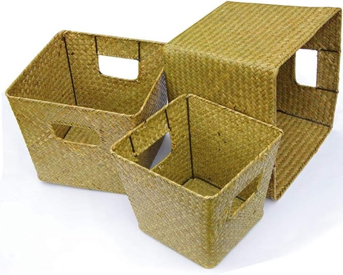 Caja de almacenaje, Cesta de Madera, Mimbre Paja Malo Home Box Box