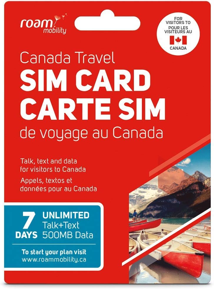 7 Day Canada Roaming SIM Card by Roam Mobility with 500MB LTE and Unlimited Talk+Text