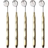 ARTMAN INSTRUMENTS Dental Mirror Set of 5 &ndash; Stainless Steel with Gold Plated Handle, Front Surface Rhodium Plasma Coated, European Style Threading, Autoclavable