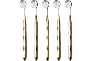ARTMAN INSTRUMENTS Dental Mirror Set of 5 – Stainless Steel with Gold Plated Handle, Front Surface Rhodium Plasma Coated, European Style Threading, Autoclavable