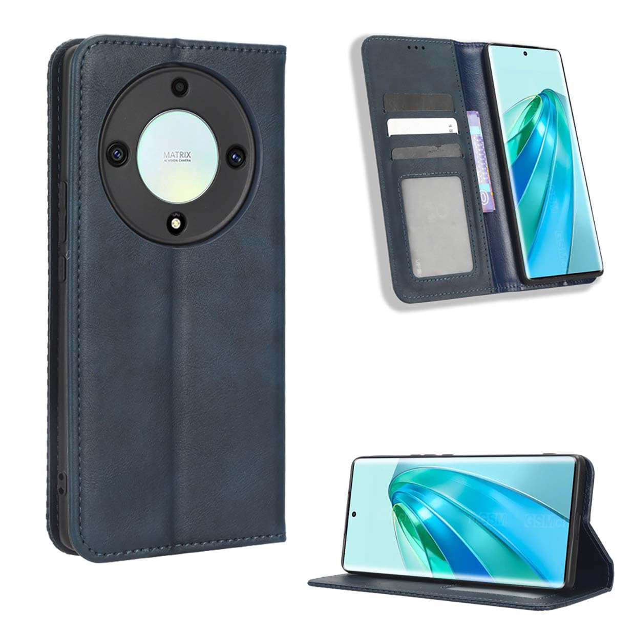 UPLAI Wallet Case for Honor Magic 5 Lite 5G (Magic5 Lite), Premium Leather Magnetic Closure Flip Cover, Slim Shockproof Kickstand Case Cover for Honor Magic 5 Lite 5G (Magic5 Lite).Blue
