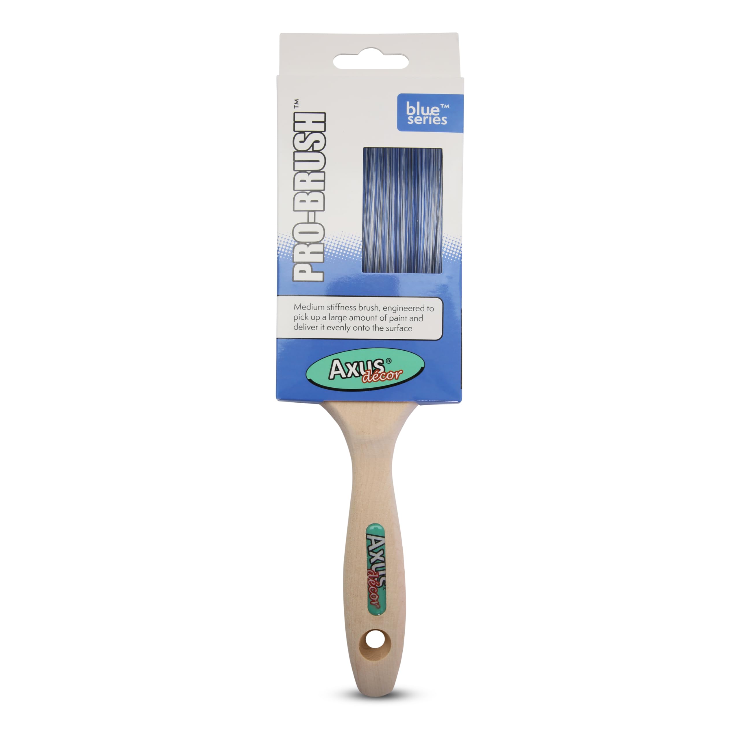 Axus Decor Pro Paint Brush (Blue Color) - 3"/75mm - For All Paints, Synthetic Filaments, Beavertail Handles, Rust-Resistant Stainless Steel, Compatible with Brushmate vapour boxes