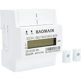 Baomain Single Phase DIN Rail 220V kWh Meter, AC Electricity Monitor | DDS238-4 Submeter Features 20A(100A) &amp; Clear LCD Display. Reliable Energy Tracker For Home AC Electrical Systems