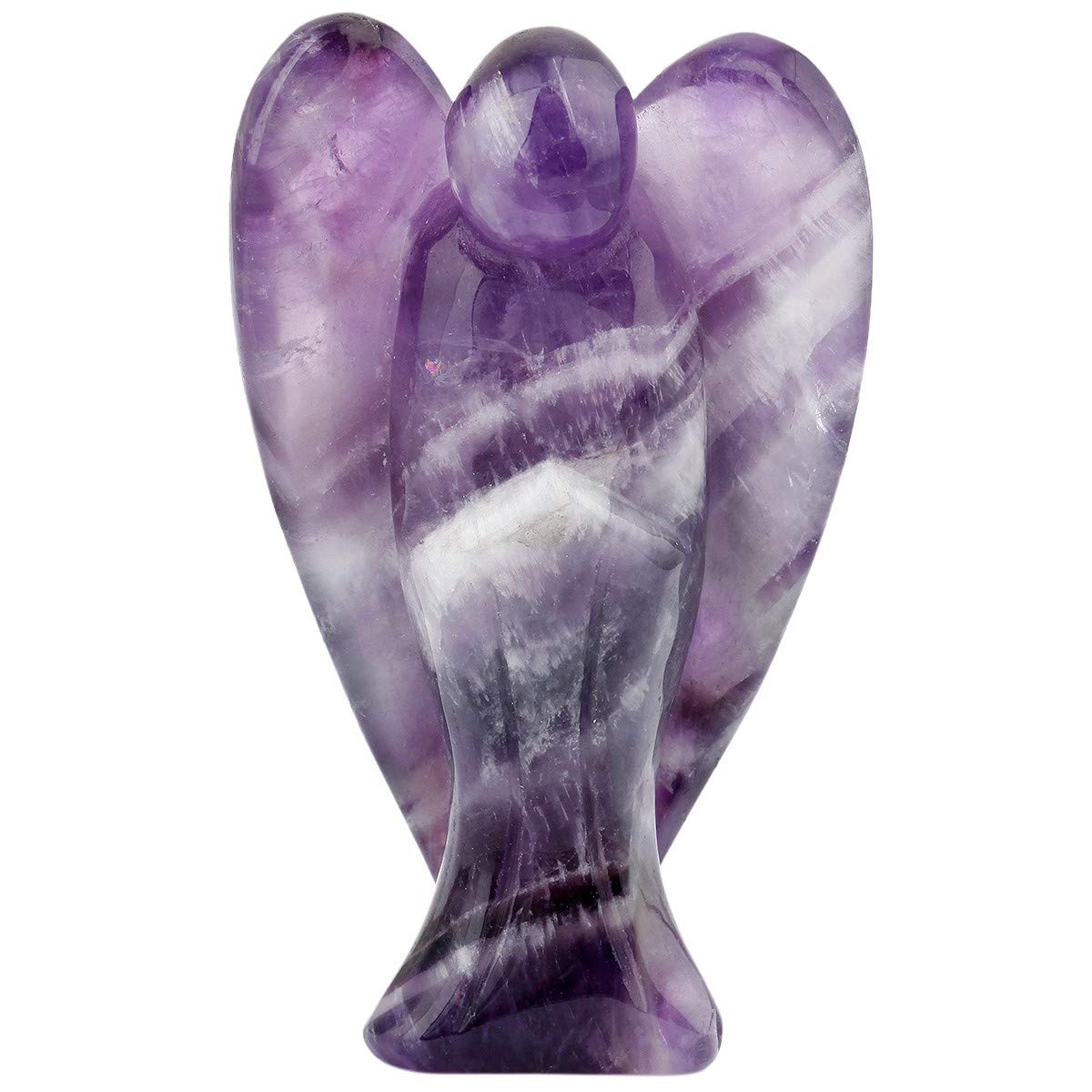mookaitedecor 3 Inch Amethyst Crystal Guardian Angel Gemstone Carved Figurine Statue Purple Home Ornament, Healing Crystal Gifts, Love Peace Lucky Charm Stone Angel for Reiki Chakra Decoration