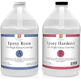 Epoxy Resin 2 Gallon Kit | 1:1 Resin and Hardener for High Gloss Coatings | for Bars, Table Tops, Flooring, Art, Bonding, Filling, Casting | Safe for Wood, Metal, Stone, Fiberglass &amp; More!