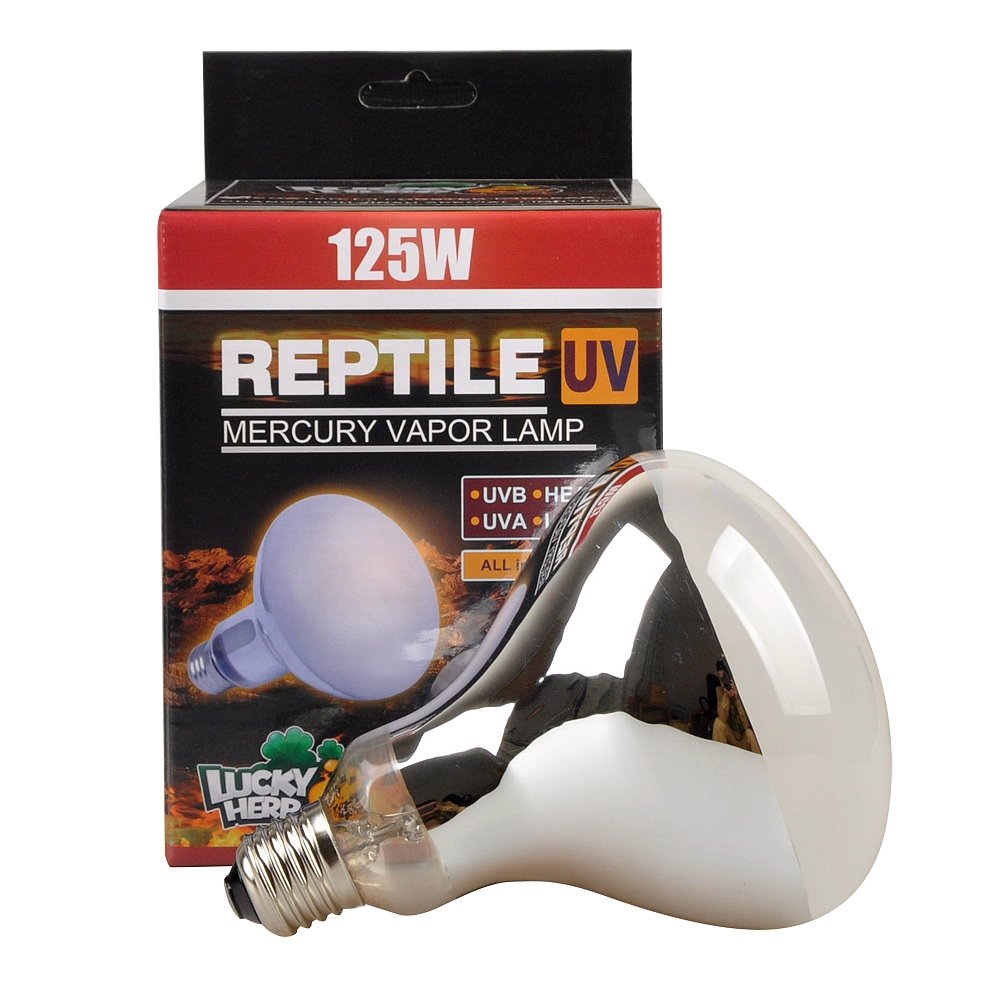 LUCKY HERP Reptile UVA UVB Mercury Vapour Bulb,Screw Thread,E27,R115,125 Watts (Coated)