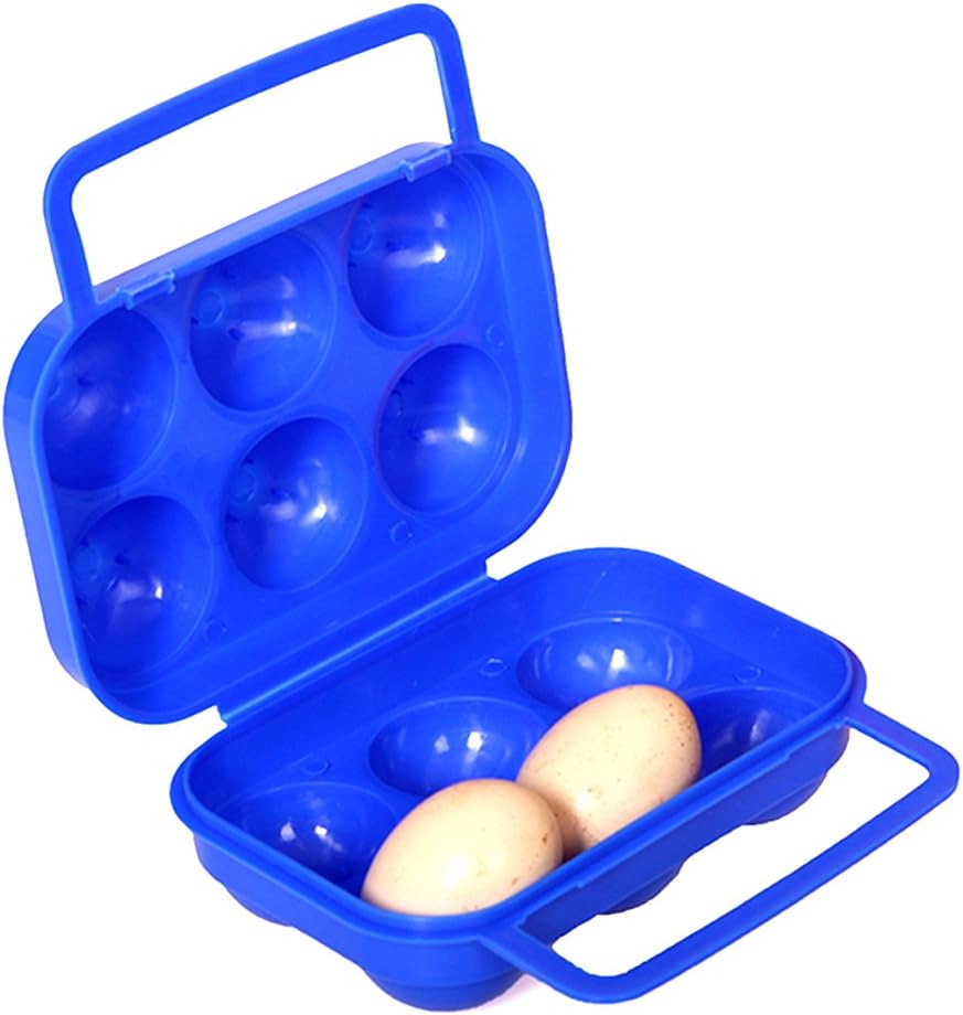 Outdoor Camping Hiking Picnic Portable Folding Plastic Egg Carrier Holder Storage Container Box Case with Handle for 6 Eggs