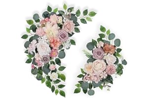 BASIMAN Pack of 2 Wedding Arch Flowers,Wisteria Hanging Flowers,Faux Flowers,Flower Garland Be Suited to Wedding Arch,Aisle Decorations for Wedding Ceremony,Wedding Arches for Ceremony (Champagne & Pink)