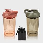 CREAWELLAY Protein Shaker Bottle, Leakproof Protein Cup for Gym, Fitness & Supplements(2pack,Green&Orange)